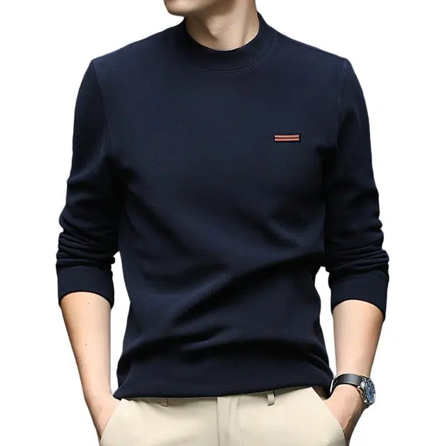 卡丹狄诺 含桑蚕丝莱赛尔纯色亲肤舒适高弹百搭运动休闲打底衫男秋冬季骆驼绒保暖软糯抗皱抗静电长袖圆领卫衣 男款