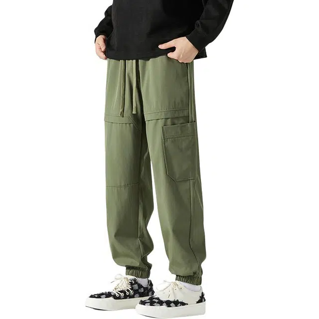 马员外 青春流行时尚都市长裤宽松美式束脚休闲裤 男女同款