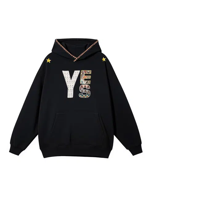 棉购 连帽刺绣潮流加绒春秋薄款宽松慵懒冬季加厚长袖上衣外套卫衣男 女款