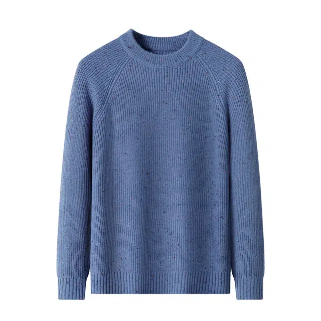 卡丹狄诺 绵羊毛长绒棉秋冬季马鞍肩长袖圆领时尚百搭保暖羊毛衫慵懒风毛衣男针织衫 男款