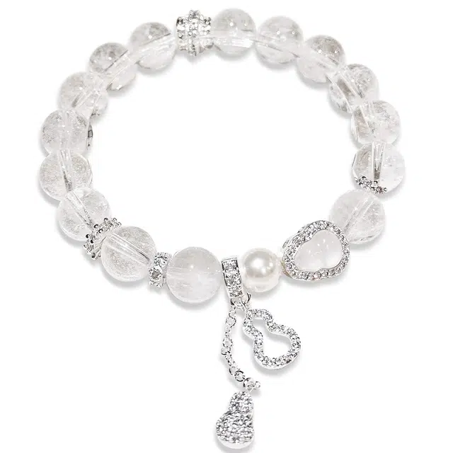 谧月珠宝 新中式清冷白月光精致轻奢高级感转运葫芦流苏上岸串珠本命年招财纳福汉服旗袍精美礼盒#好运天然 白水晶 手串 男女同款情侣款