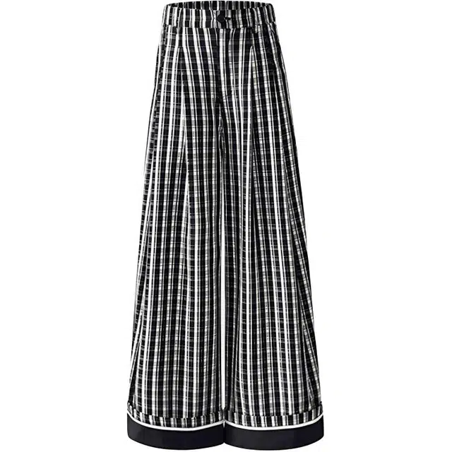 拾个壹先生 美式复古高街小众痞帅潮流格子薄款高腰无性别主义穿搭亲肤柔软时尚个性百搭设计感卷边阔腿宽松垂感拖地裤休闲裤 男女同款