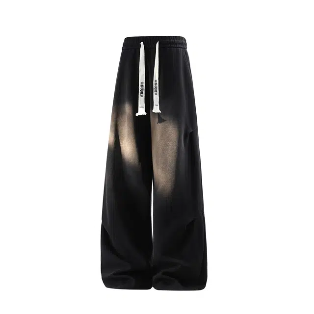 梓润格 氛围感学院风酷飒帅气简约时尚经典一穿即走无性别主义机能潮流青春活力百搭宽松纯色秋季高街直筒系带设计炸街休闲裤 男女同款