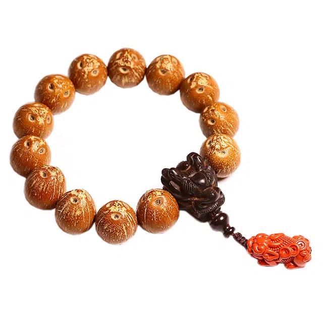 宣华意 国潮复古风实心原籽文玩乌木龙头貔貅配饰精品佛珠藏式原创 招财纳福 八方来财#好运 紫金鼠 手串 男女同款情侣款