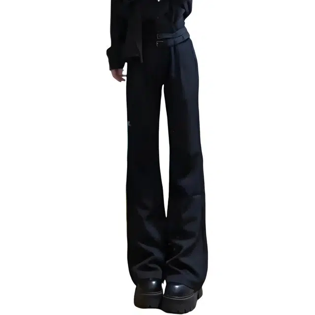 黑马漫画 弯刀微喇裤男夏季美式修身显瘦裤子直筒西装裤 男女同款