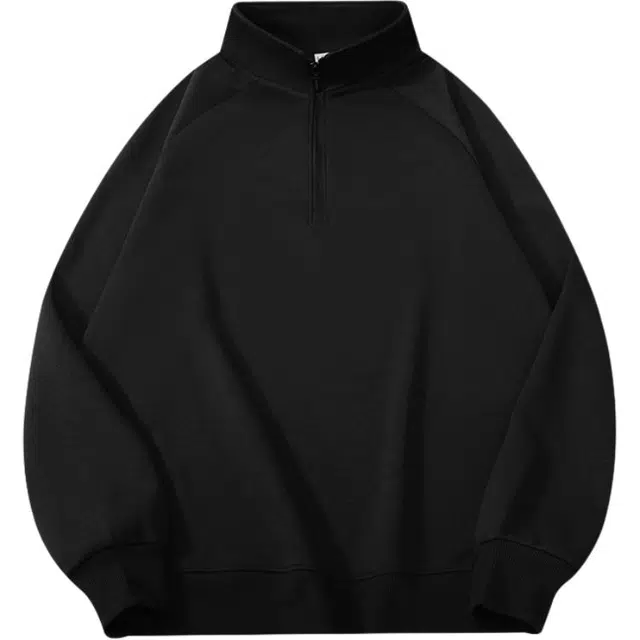 马员外 大码春秋季重磅打底衫日系长袖纯色简约百搭宽松立领卫衣 男款