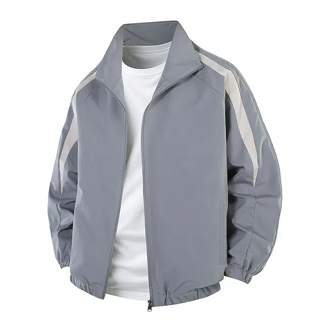 马员外 外套休闲反光拼接条纹潮流百搭夹克 男款