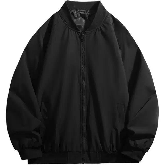 马员外 春秋季棒球领外套飞行服潮流美式防水防风宽松纯色简约百搭夹克 男款