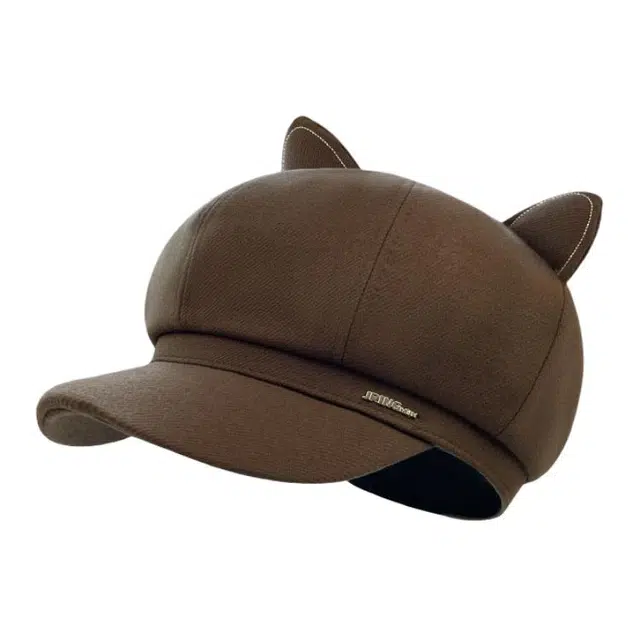 山一丸 显脸小复古英伦风可爱耳朵画家帽 涤纶 贝雷帽 女款