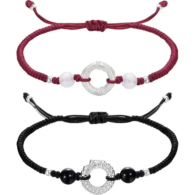 【S990纯银 好运平安】 七七银饰 龙凤呈祥 新中式古风典雅高级感 日常百搭简约 轻奢时尚小众国风转运珠  足银 手绳 男女同款情侣款