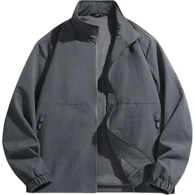 马员外 外套百搭户外休闲运动宽松纯色简约潮流夹克 男款