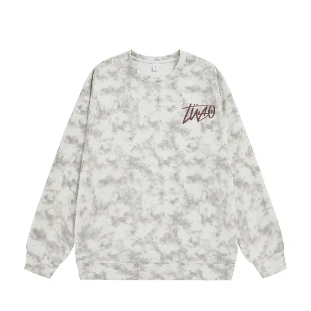 诗丹帝国 青少年美式扎染脏脏圆领外套春秋潮牌大码宽松上衣服情侣款无帽卫衣 男款