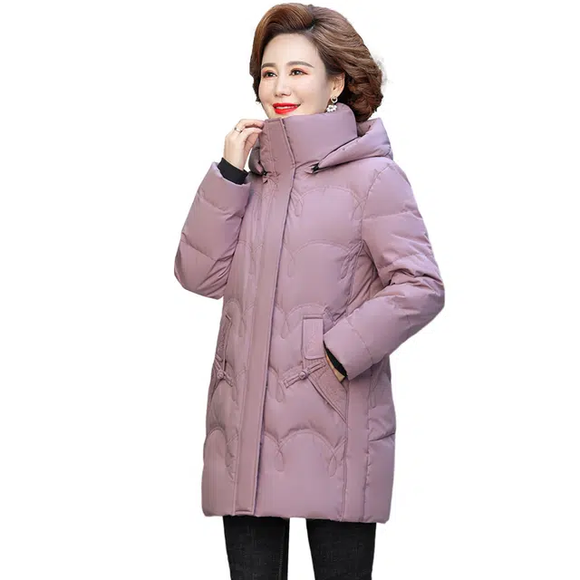 雅鹿 中年妈妈装纯色外套保暖羽绒服 女款