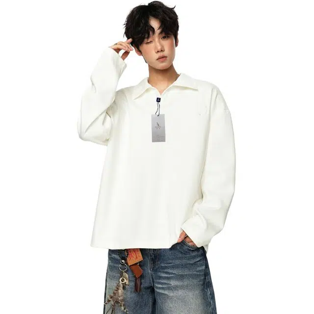 袋鼠 秋冬重磅高街舒适套头日常落肩时尚潮流基础款重工刺绣翻领长袖百搭卫衣 男女同款