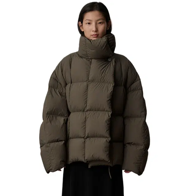 兰缪 立领短款宽松设计感加厚保暖外套肯豆风超模超酷街头美式潮流棉服 女款