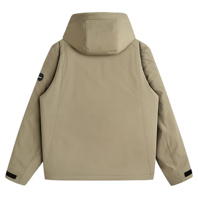 与狼共舞 经典休闲百搭款简约纯色户外出行通勤青年帅气防风加厚夹棉保暖连帽夹克外套 男款