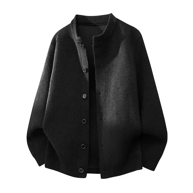 马员外 美式高街复古休闲百搭日常通勤舒适亲肤绵羊绒开衫单排扣立领针织衫 男女同款