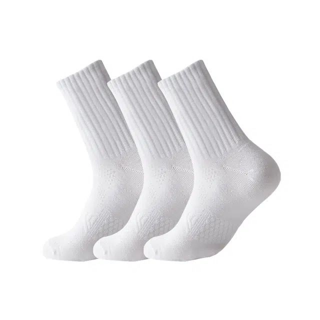 二三二三 简约纯色舒适透气马拉松运动袜亲肤柔软吸汗透气防臭舞蹈生体育生训练小腿袜爬山跑步健身日常通勤百搭袜子居家休闲袜中筒袜 男款