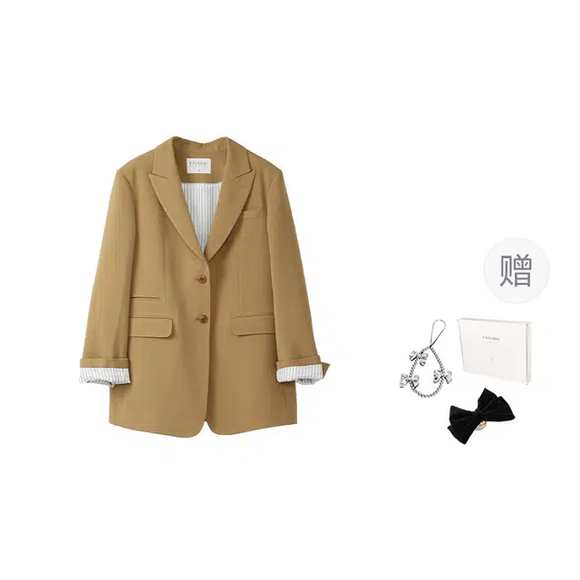 法儿家 高定美学韩系复古小个子通勤休闲撞色上衣西装外套 女款