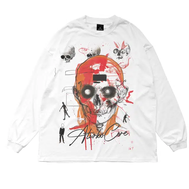 【巨人の进攻】极限涡轮 美式复古街头潮流嘻哈说唱巨大人骷髅头卡通艺术抽象涂鸦印花双纱索罗纳领宽松休闲百搭卫衣 男女同款