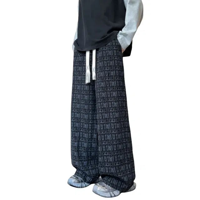 加荣 美式复古扎染裤子男款秋季直筒垂感卫裤男装高个子加长青少年运动裤男潮流百搭休闲男士高级感慵懒风弯刀阔腿长裤 男女同款