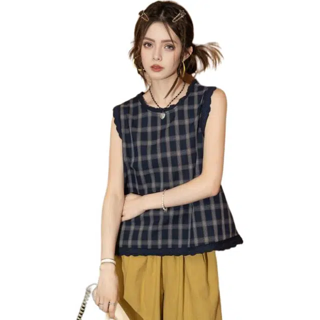 法文箱子 高级感小个子格纹衬衫 女款