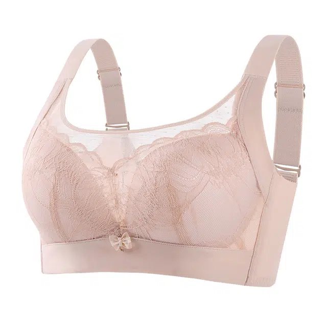 慕梵度 性感纯欲蕾丝透气网纱杯面内衣女聚拢上托大胸显小收副乳防下垂无钢圈调整型舒适亲肤文胸 女款