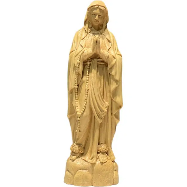 得笙陌 圣母木雕国潮新中式雕刻精美家居摆设 黄杨木 摆件 男女同款情侣款