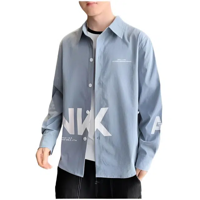 木木兔 美式高街韩版轻奢宽松百搭潮流休闲外套秋季长袖潮牌衬衫 男款