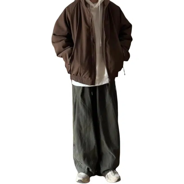 大格子与黑猫 日系男装复古宽松工装裤阔腿百搭松紧腰设计长裤子男休闲裤 男女同款