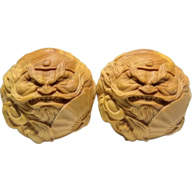 得笙陌 钟馗手把球雕刻随身转运平安顺遂好运连连吉祥如意 黄杨木 把件 男女同款情侣款