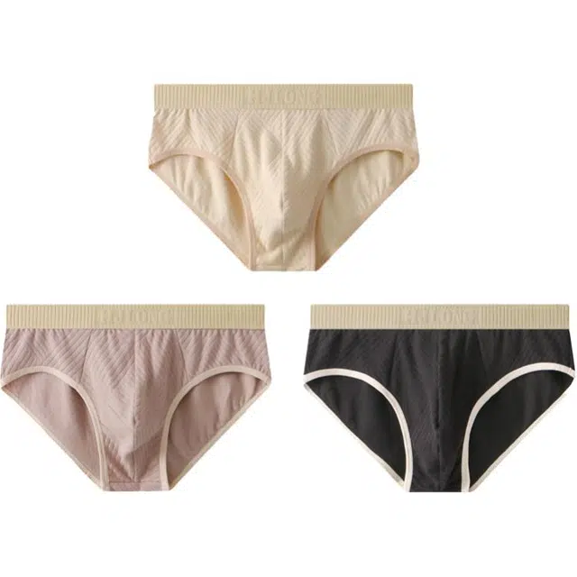 潞优野 高级感肌理纯棉男士裤男裤头男式运动短裤潮平角内裤 男款