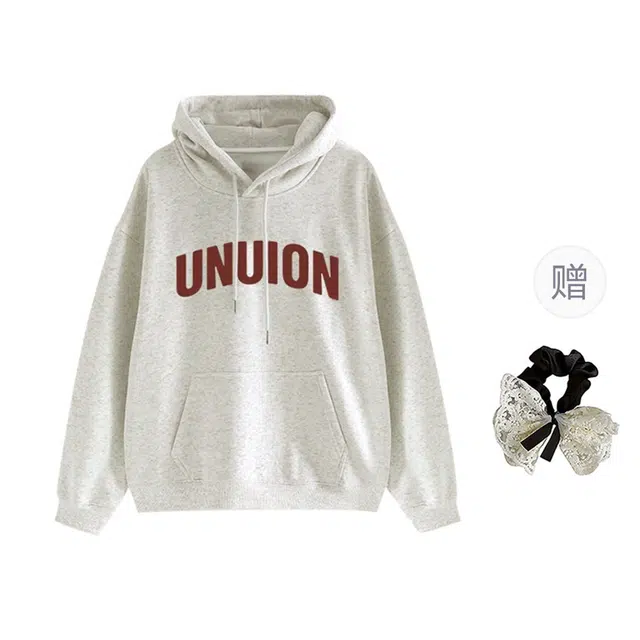 涂诗菲 美式复古学院风小众设计感气质百搭休闲宽松字母印花外套卫衣 男女同款