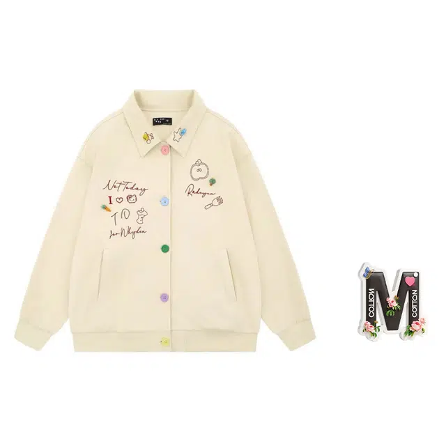 棉购 美式韩版学院风百搭秋冬宽松复古外套潮休闲夹克 女款