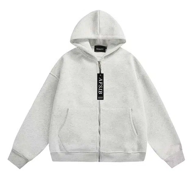 艾梵斯贝 美式复古潮流拉链背包设计款春秋我无性别日常通勤百搭宽松休闲时尚个性街头学院风情侣款连帽卫衣 男女同款