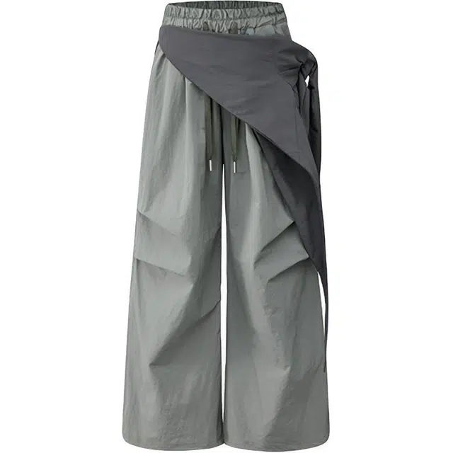 拾个壹先生 复古高街小众痞帅潮流自制宽松美式多穿可拆卸腰带抽绳无性别主义穿搭亲肤柔软舒适时尚个性速干直筒垂感伞兵裤休闲裤 男女同款