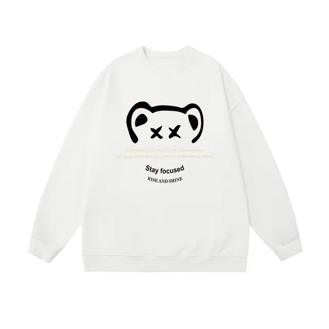 棉基因 早秋高街时尚潮牌简约潮男青少年复古男装减龄感通勤高级感少年感职场学院韩系穿搭女士基础款无帽打底衫慵懒风圆领卫衣 男女同款