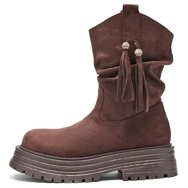 AGSDON Retro Tassel Ankle Boots