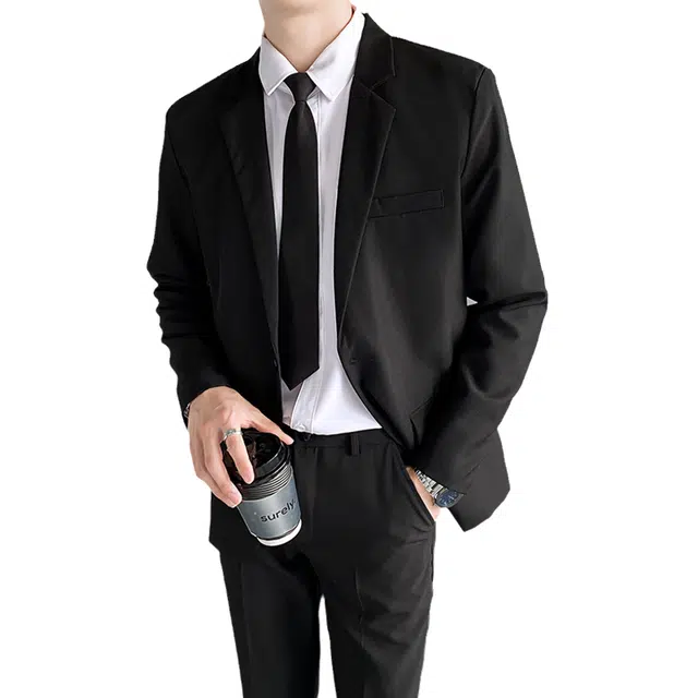 袋鼠 都市轻奢轻熟休闲风免烫易打理帅气商务职场长袖翻领标准纯色单西西装 男女同款