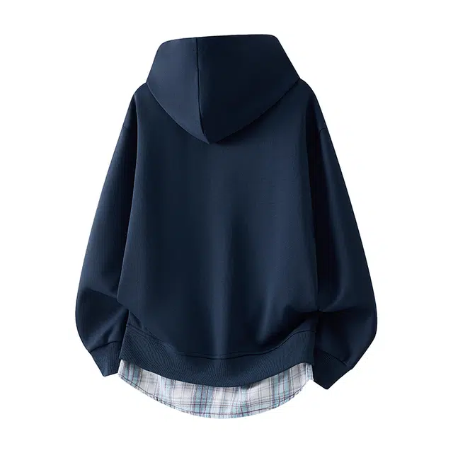 马员外 开衫格子布上衣休闲潮流百搭潮牌宽松长袖连帽拉链卫衣 男女同款