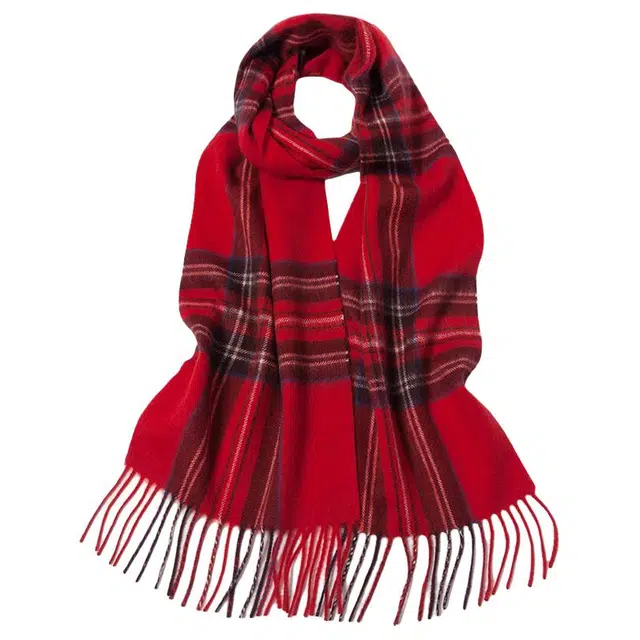 红豆 格子条纹英伦风保暖 山羊绒 绒线围巾 男女同款情侣款