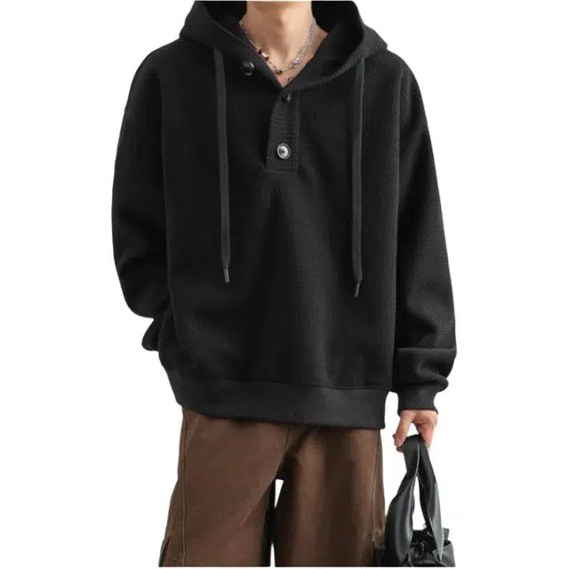 加荣 美式复古连帽宽松休闲套头时尚潮流纯色慵懒松弛情侣卫衣 男女同款