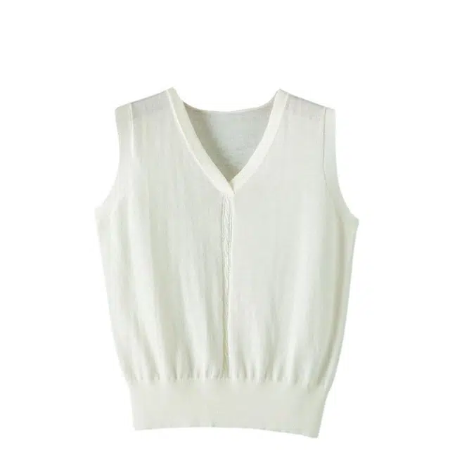晚白 高弹力亲肤不扎肤含羊毛内搭打底针织背心 女款