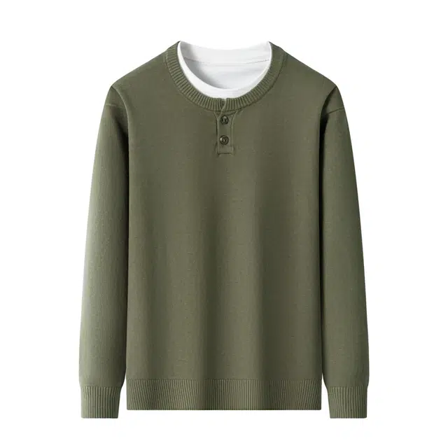 卡丹狄诺 美式休闲简约基础课假两件打底衫男轻奢百搭秋冬保暖舒适痞帅御寒圆领针织衫 男款