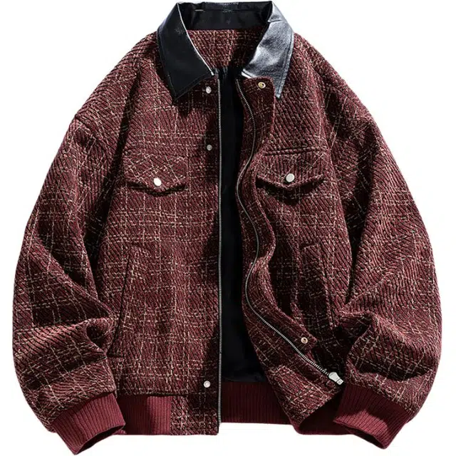 马员外 格子百搭时尚简约宽松长袖夹克外套 男款