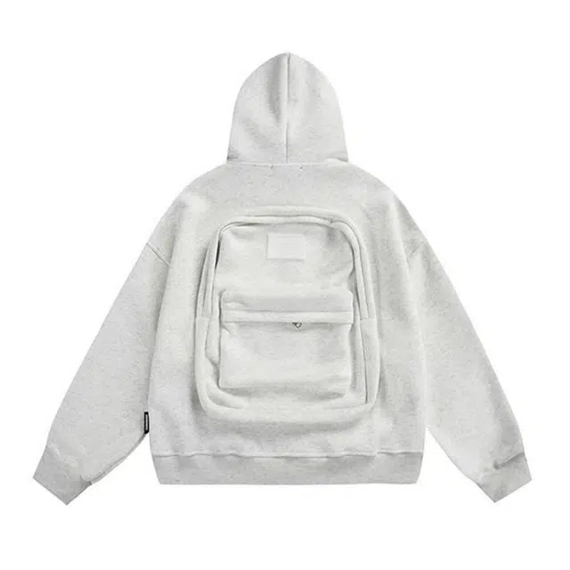 艾梵斯贝 美式复古潮流拉链背包设计款春秋我无性别日常通勤百搭宽松休闲时尚个性街头学院风情侣款连帽卫衣 男女同款