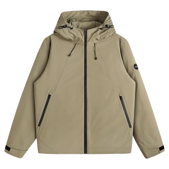 与狼共舞 经典休闲百搭款简约纯色户外出行通勤青年帅气防风加厚夹棉保暖连帽夹克外套 男款