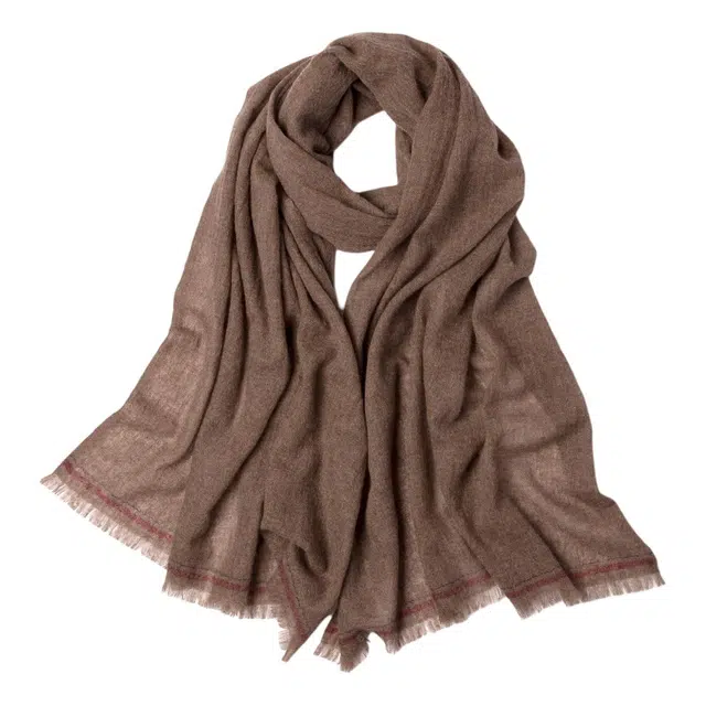 红豆 纯色柔软轻盈保暖 山羊绒 绒线围巾 男女同款情侣款