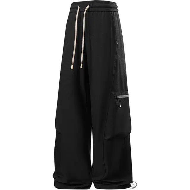 马员外 春秋季长裤子束脚裤潮流抽绳多口袋纯色简约百搭休闲裤 男款