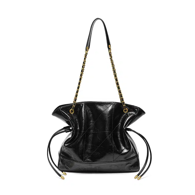 西木汀 秋日恋歌 小众设计高级感通勤休闲简约百搭托特包 牛皮 单肩包 大号 女款 深邃黑